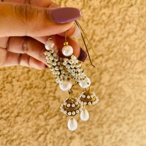 White pearl earrings